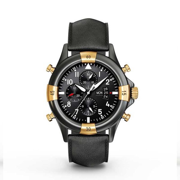 montre noire et or
